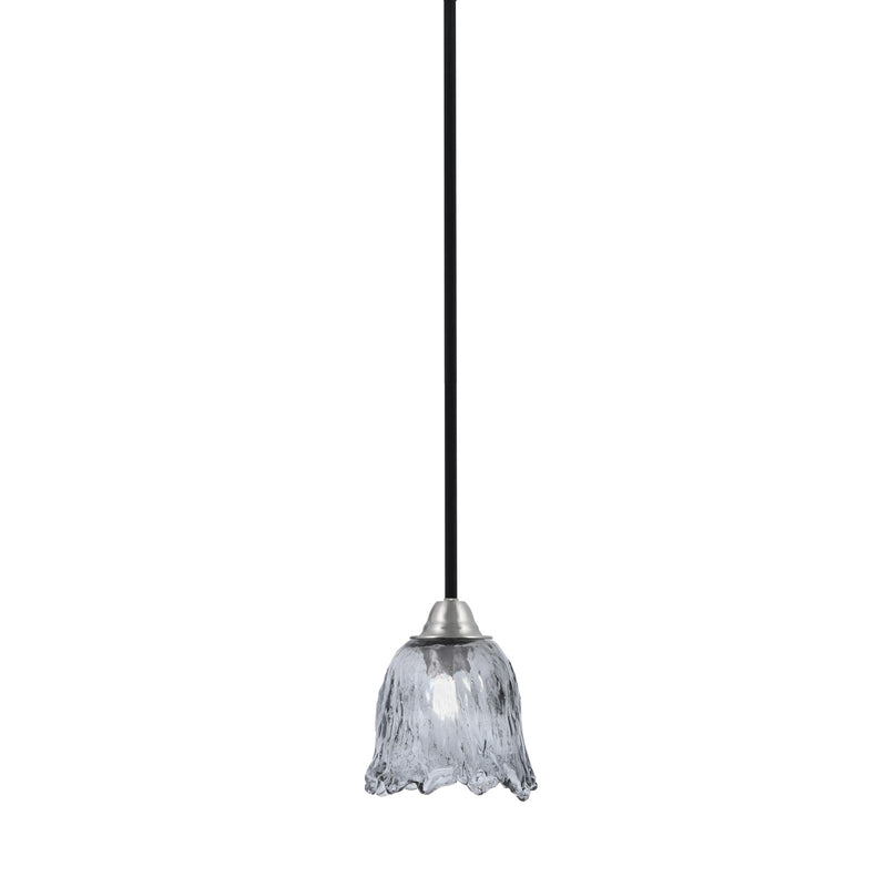 Toltec Paramount 7in 1-Light Mini Pendant | Modern Matte Black and Brushed Nickel Smoke Lava Glass | Kitchen Island & Dining | Model 3401-MBBN-4232