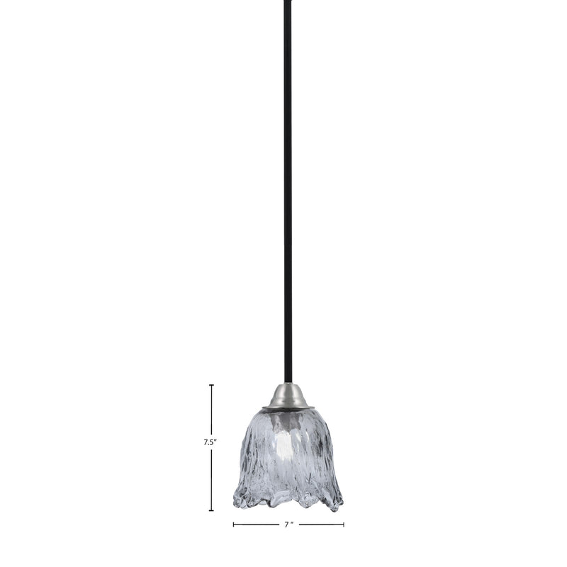 Toltec Paramount 7in 1-Light Mini Pendant | Modern Matte Black and Brushed Nickel Smoke Lava Glass | Kitchen Island & Dining | Model 3401-MBBN-4232