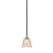 Toltec Paramount 7in 1-Light Mini Pendant | Modern Matte Black and Brushed Nickel Amber Lava Glass | Kitchen Island & Dining | Model 3401-MBBN-4233