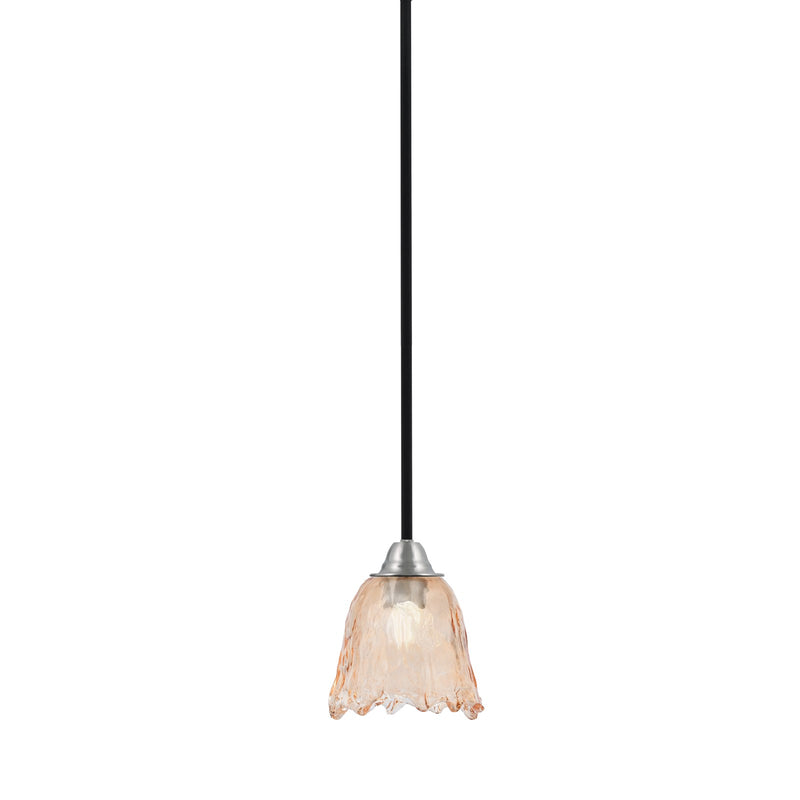 Toltec Paramount 7in 1-Light Mini Pendant | Modern Matte Black and Brushed Nickel Amber Lava Glass | Kitchen Island & Dining | Model 3401-MBBN-4233