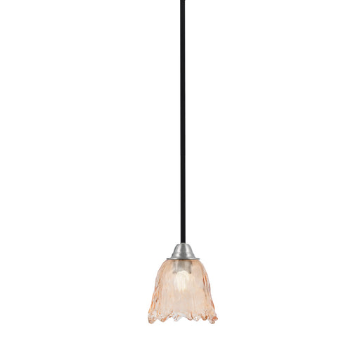 Toltec Paramount 7in 1-Light Mini Pendant | Modern Matte Black and Brushed Nickel Amber Lava Glass | Kitchen Island & Dining | Model 3401-MBBN-4233