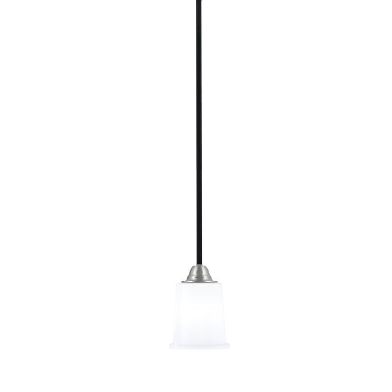 Toltec Paramount 5in 1-Light Mini Pendant | Modern Matte Black and Brushed Nickel White Opal Glass | Kitchen Island & Dining | Model 3401-MBBN-5031