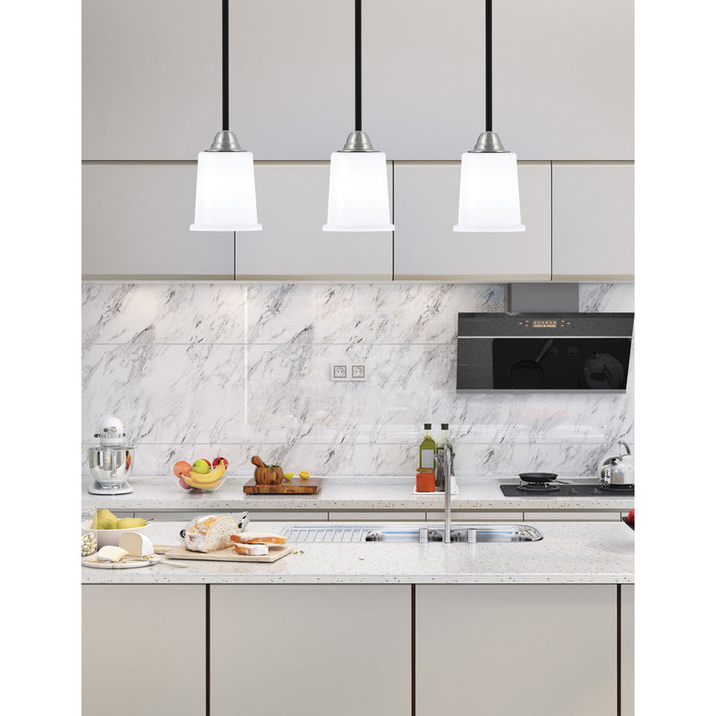 Toltec Paramount 5in 1-Light Mini Pendant | Modern Matte Black and Brushed Nickel White Opal Glass | Kitchen Island & Dining | Model 3401-MBBN-5031