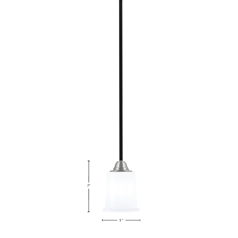 Toltec Paramount 5in 1-Light Mini Pendant | Modern Matte Black and Brushed Nickel White Opal Glass | Kitchen Island & Dining | Model 3401-MBBN-5031