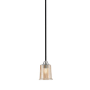 Toltec Paramount 5in 1-Light Mini Pendant | Modern Matte Black and Brushed Nickel Amber Bubble Glass | Kitchen Island & Dining | Model 3401-MBBN-5033