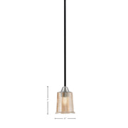 Toltec Paramount 5in 1-Light Mini Pendant | Modern Matte Black and Brushed Nickel Amber Bubble Glass | Kitchen Island & Dining | Model 3401-MBBN-5033