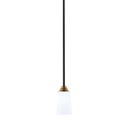 Toltec Paramount 4.5in 1-Light Mini Pendant | Modern Matte Black and Brass White Opal Glass | Kitchen Island & Dining Room | Model 3401-MBBR-261