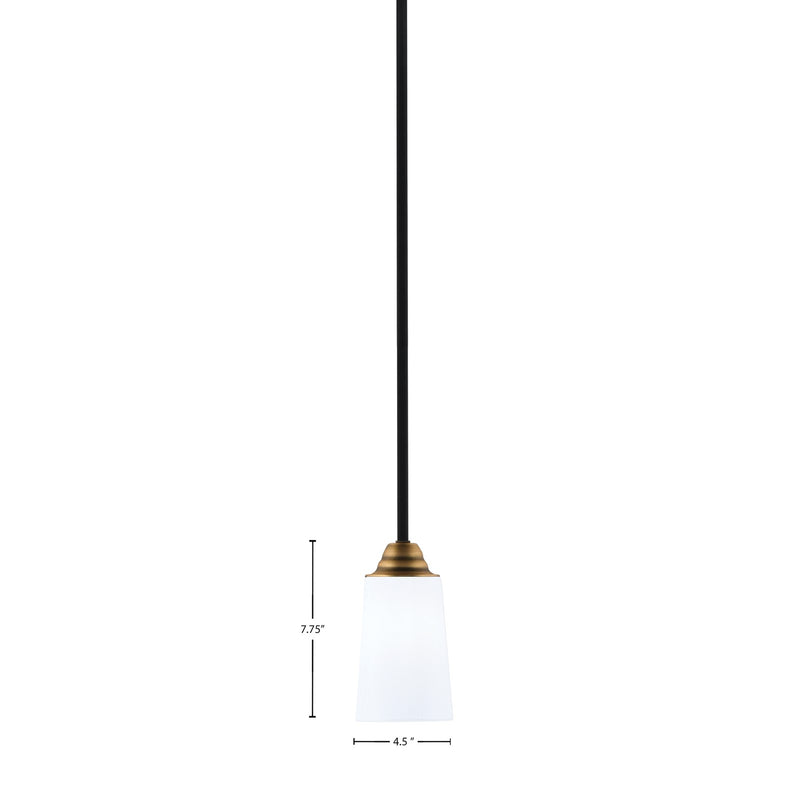 Toltec Paramount 4.5in 1-Light Mini Pendant | Modern Matte Black and Brass White Opal Glass | Kitchen Island & Dining Room | Model 3401-MBBR-261
