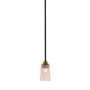 Toltec Paramount 5in 1-Light Mini Pendant | Modern Matte Black & Brass and Amber Gradient Glass | Kitchen Island & Dining Room | Model 3401-MBBR-263