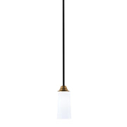 Toltec Paramount 5in 1-Light Mini Pendant | Modern Matte Black & Brass and White Opal Glass | Kitchen Island & Dining Room | Model 3401-MBBR-291