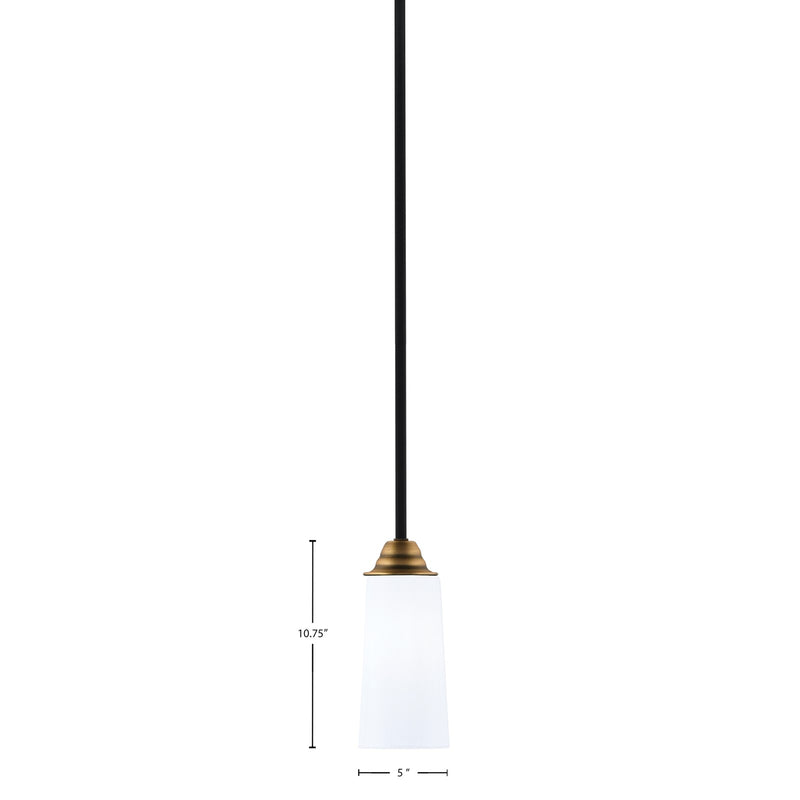 Toltec Paramount 5in 1-Light Mini Pendant | Modern Matte Black & Brass and White Opal Glass | Kitchen Island & Dining Room | Model 3401-MBBR-291