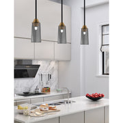 Toltec Paramount 5in 1-Light Mini Pendant | Modern Matte Black & Brass and Smoke Bubble Glass | Kitchen Island & Dining Room | Model 3401-MBBR-292