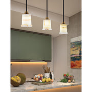Toltec Paramount 5in 1-Light Mini Pendant | Modern Matte Black & Brass and Natural Stone Glass | Kitchen Island & Dining Room | Model 3401-MBBR-4128