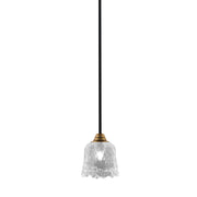 Toltec Paramount 7in 1-Light Mini Pendant | Modern Matte Black and Brass with Clear Lava Glass | Kitchen Island & Bar | Model 3401-MBBR-4230