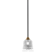 Toltec Paramount 7in 1-Light Mini Pendant | Modern Matte Black and Brass with Clear Lava Glass | Kitchen Island & Bar | Model 3401-MBBR-4230