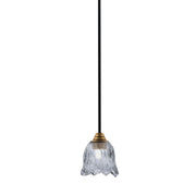 Toltec Paramount 7in 1-Light Mini Pendant | Modern Matte Black and Brass with Smoke Lava Glass | Kitchen Island & Bar | Model 3401-MBBR-4232