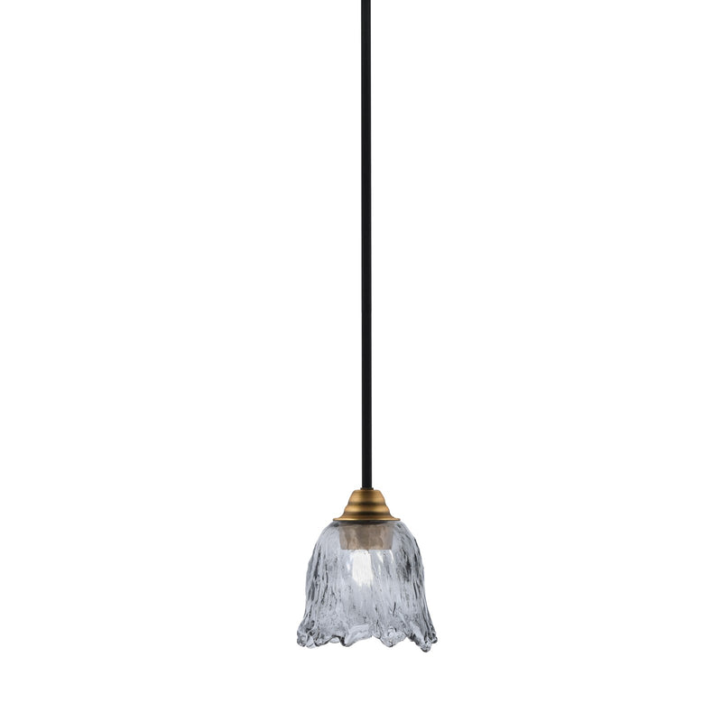 Toltec Paramount 7in 1-Light Mini Pendant | Modern Matte Black and Brass with Smoke Lava Glass | Kitchen Island & Bar | Model 3401-MBBR-4232