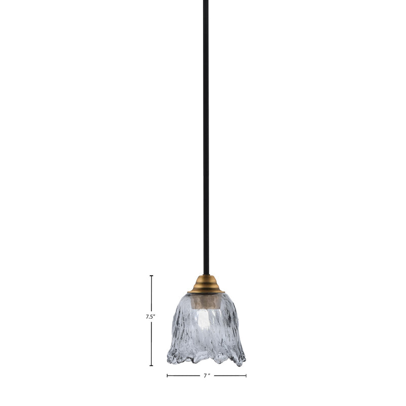 Toltec Paramount 7in 1-Light Mini Pendant | Modern Matte Black and Brass with Smoke Lava Glass | Kitchen Island & Bar | Model 3401-MBBR-4232