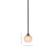 Toltec Paramount 6in 1-Light Mini Pendant | Modern Matte Black & Brass Steel and Amber Textured Glass | Kitchen Island & Counter | 6 x 6.5 in | Model 3401-MBBR-4623