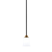 Toltec Paramount 5in 1-Light Mini Pendant | Matte Black & Brass and White Opal Glass | Kitchen Island & Dining Room | Model 3401-MBBR-5031