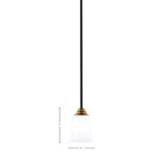 Toltec Paramount 5in 1-Light Mini Pendant | Matte Black & Brass and White Opal Glass | Kitchen Island & Dining Room | Model 3401-MBBR-5031