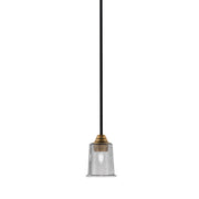 Toltec Paramount 5in 1-Light Mini Pendant | Matte Black & Brass and Smoke Bubble Glass | Kitchen Island & Dining Room | Model 3401-MBBR-5032