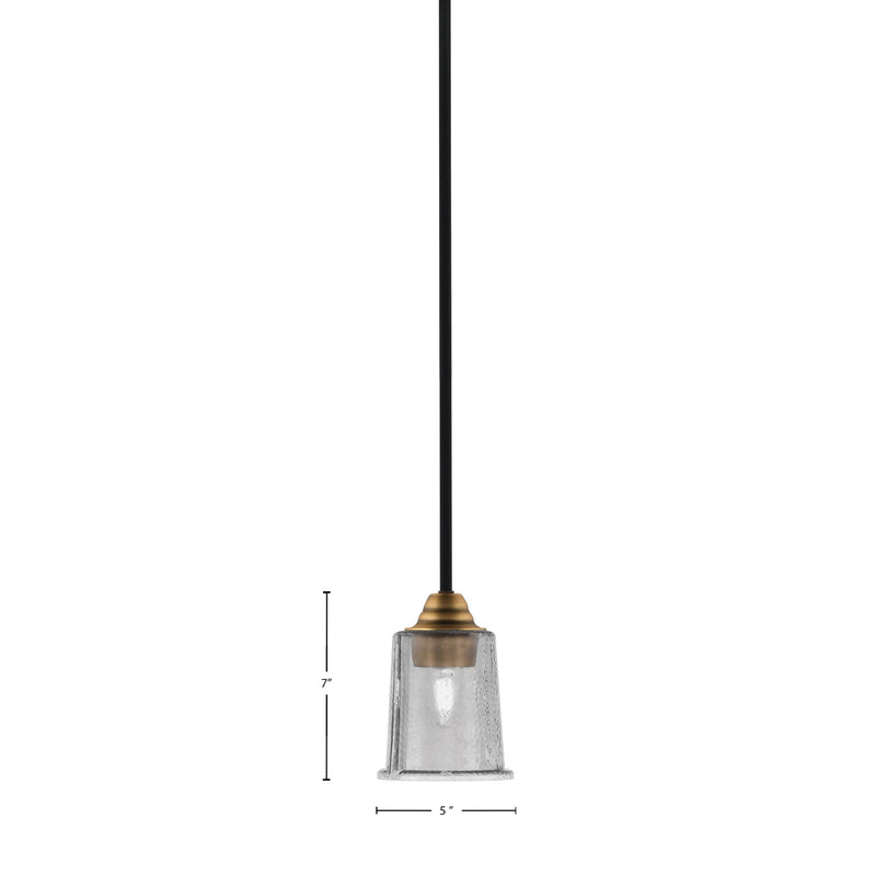 Toltec Paramount 5in 1-Light Mini Pendant | Matte Black & Brass and Smoke Bubble Glass | Kitchen Island & Dining Room | Model 3401-MBBR-5032