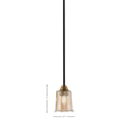 Toltec Paramount 5in 1-Light Mini Pendant | Modern Matte Black and Brass with Amber Bubble Glass | Kitchen Island & Bar | Model 3401-MBBR-5033