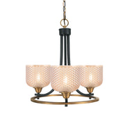 Toltec Paramount 17in 3-Light Uplight Chandelier | Modern Matte Black and Brass with Amber Glass | Dining Room & Entryway | 17 x 17 in | Model 3403-MBBR-4613
