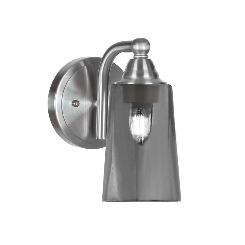 Toltec Paramount 9in 1-Light Wall Sconce | Transitional Brushed Nickel and Smoke Bubble Glass | Bedroom & Hallway Accent Light | Model 3421-BN-262
