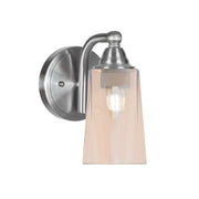 Toltec Paramount 9in 1-Light Wall Sconce | Brushed Nickel and Amber Gradient Glass | Bathroom & Hallway | 5 x 7 x 9 in | Model 3421-BN-263