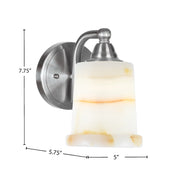 Toltec Paramount 5in 1-Light Wall Sconce | Brushed Nickel and Natural Stone Glass | Bathroom & Hallway | 5 x 5.75 x 7.75 in | Model 3421-BN-4128