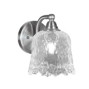 Toltec Paramount 7in 1-Light Wall Sconce | Brushed Nickel and Clear Lava Glass | Bathroom & Hallway | 7 x 8.25 x 8.5 in | Model 3421-BN-4230