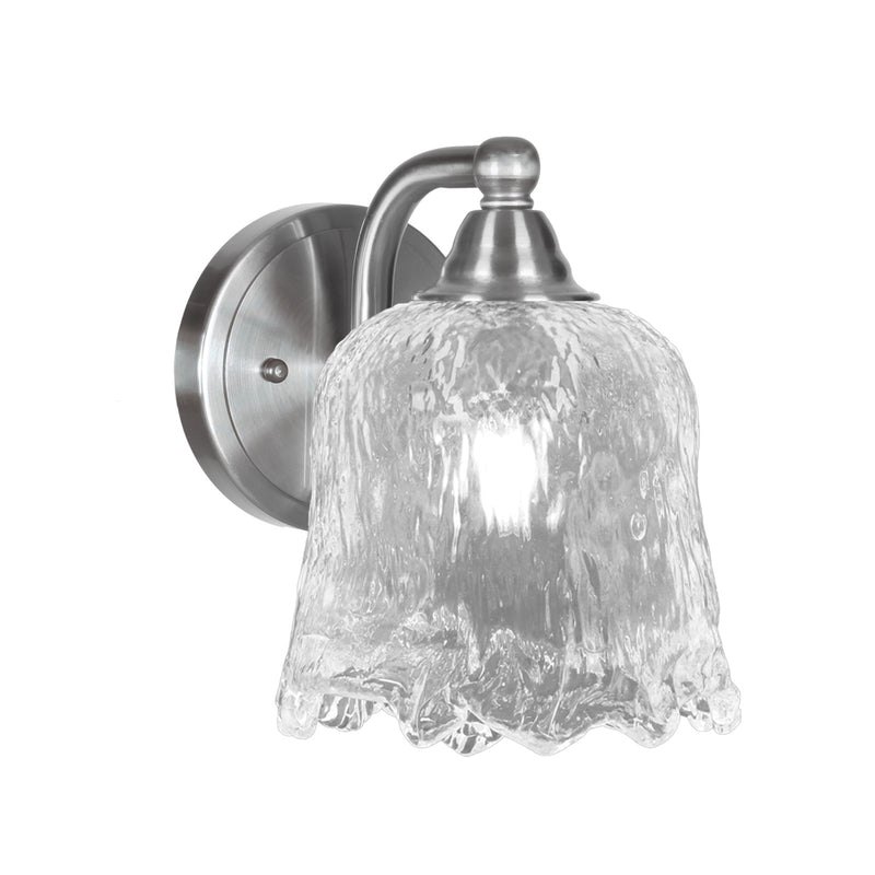 Toltec Paramount 7in 1-Light Wall Sconce | Brushed Nickel and Clear Lava Glass | Bathroom & Hallway | 7 x 8.25 x 8.5 in | Model 3421-BN-4230