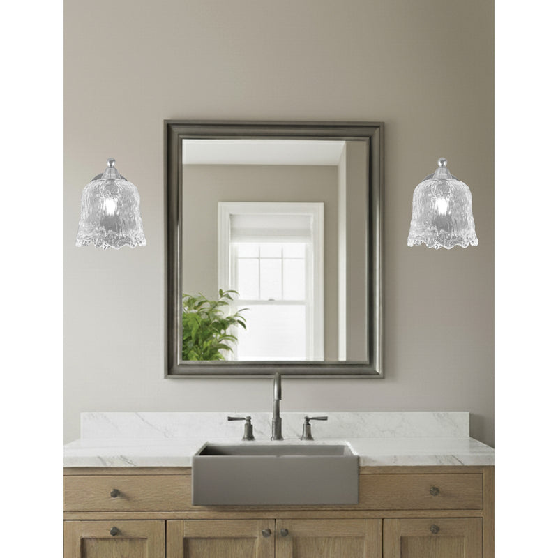 Toltec Paramount 7in 1-Light Wall Sconce | Brushed Nickel and Clear Lava Glass | Bathroom & Hallway | 7 x 8.25 x 8.5 in | Model 3421-BN-4230