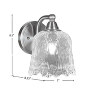 Toltec Paramount 7in 1-Light Wall Sconce | Brushed Nickel and Clear Lava Glass | Bathroom & Hallway | 7 x 8.25 x 8.5 in | Model 3421-BN-4230