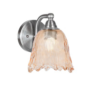 Toltec Paramount 7in 1-Light Wall Sconce | Brushed Nickel and Amber Lava Glass | Bathroom & Hallway | 7 x 8.25 x 8.5 in | Model 3421-BN-4233