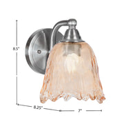 Toltec Paramount 7in 1-Light Wall Sconce | Brushed Nickel and Amber Lava Glass | Bathroom & Hallway | 7 x 8.25 x 8.5 in | Model 3421-BN-4233
