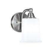 Toltec Paramount 7.75in 1-Light Wall Sconce | Brushed Nickel and White Opal Glass | Bathroom & Hallway | 5 x 7.5 x 7.75 in | Model 3421-BN-5031