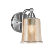 Toltec Paramount 5in 1-Light Wall Sconce | Brushed Nickel and Amber Bubble Glass | Bathroom & Hallway | 5 x 7.5 x 7.75 in | Model 3421-BN-5033