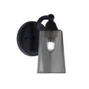Toltec Paramount 5in 1-Light Wall Sconce | Matte Black and Smoke Bubble Glass | Bathroom & Hallway | 5 x 7 x 9 in | Model 3421-MB-262