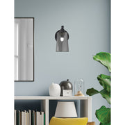 Toltec Paramount 5in 1-Light Wall Sconce | Matte Black and Smoke Bubble Glass | Bathroom & Hallway | 5 x 7 x 9 in | Model 3421-MB-262