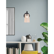 Toltec Paramount 5in 1-Light Wall Sconce | Matte Black and Amber Gradient Glass | Bathroom & Hallway | 5 x 7 x 9 in | Model 3421-MB-263