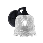 Toltec Paramount 7in 1-Light Wall Sconce | Modern Matte Black and Clear Lava Glass | Bathroom & Hallway Accent Light | Model 3421-MB-4230