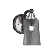 Toltec Paramount 9in 1-Light Wall Sconce | Modern Matte Black and Brushed Nickel with Smoke Bubble Glass | Bathroom & Hallway | Model 3421-MBBN-262