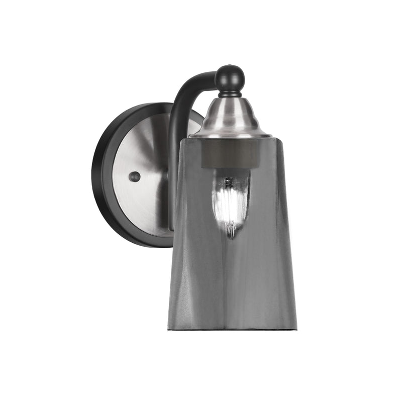 Toltec Paramount 9in 1-Light Wall Sconce | Modern Matte Black and Brushed Nickel with Smoke Bubble Glass | Bathroom & Hallway | Model 3421-MBBN-262