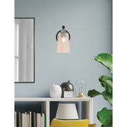 Toltec Paramount 9in 1-Light Wall Sconce | Modern Matte Black and Brushed Nickel with Amber Gradient Glass | Bathroom & Hallway | Model 3421-MBBN-263