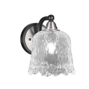 Toltec Paramount 7in 1-Light Wall Sconce | Modern Matte Black and Brushed Nickel with Clear Lava Glass | Bathroom & Hallway | Model 3421-MBBN-4230