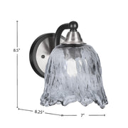 Toltec Paramount 7in 1-Light Wall Sconce | Industrial Matte Black and Brushed Nickel Smoke Lava Glass | Bedroom & Hallway | Model 3421-MBBN-4232