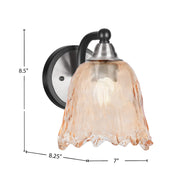 Toltec Paramount 7in 1-Light Wall Sconce | Industrial Matte Black and Brushed Nickel Amber Lava Glass | Bedroom & Hallway | Model 3421-MBBN-4233